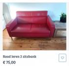 Rood leren twee zits bank