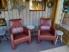 2 bruine leren fauteuils 